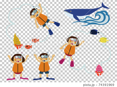 Summer image material-snorkel. 74391969