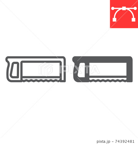 Hacksaw line and glyph icon, construction and carpentry, handsaw sign vector graphics, editable stroke linear icon, eps 10. 74392481