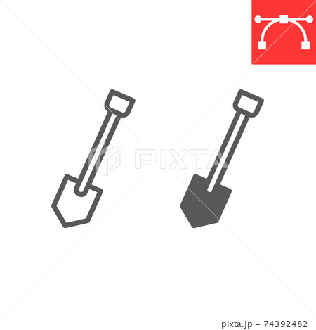 Shovel line and glyph icon, construction and agriculture, shovel sign vector graphics, editable stroke linear icon, eps 10. 74392482