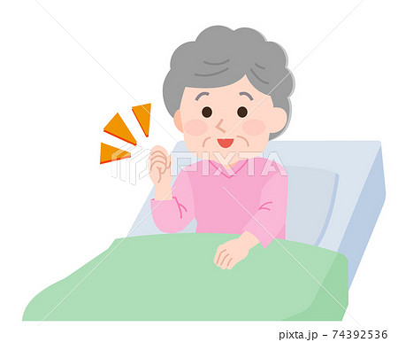 入院 元気になる入院患者の高齢女性 イラストのイラスト素材