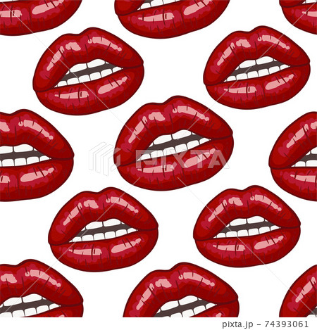 Vector seamless background. lips prints 74393061