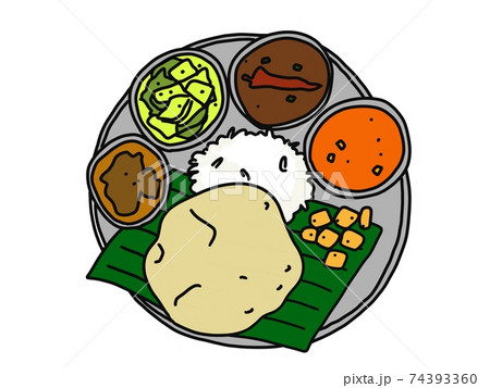 南インドカレーのプレートのイラスト素材
