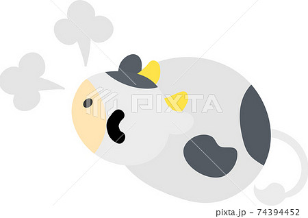 鼻息が荒いぬいぐるみのようなころころ牛のイラスト 鼻息が荒いぬいぐるみのようなころころ牛のイラスト 74394452