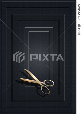 Luxury frame of professional hair dresser tool on black background 74395689