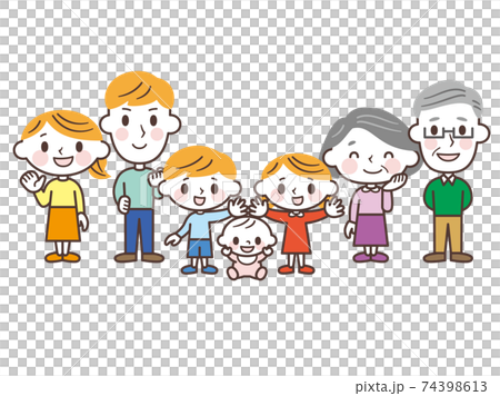 かわいい家族　二世帯家族 74398613