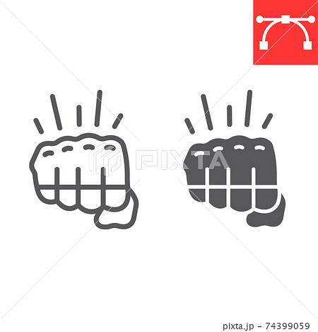 Fighting game line and glyph icon, video games and fight club, fist sign vector graphics, editable stroke linear icon, eps 10. 74399059