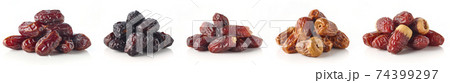 Mixed dates on white background Mixed dates on white background 74399297