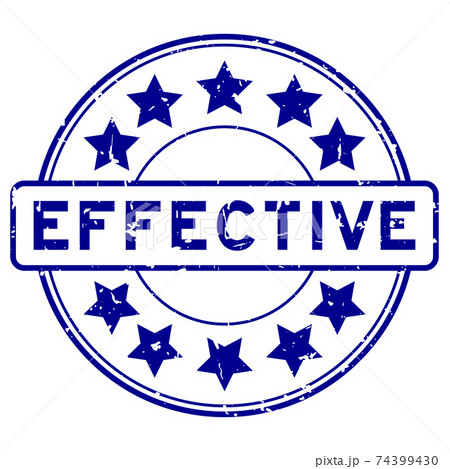 Grunge blue effective word with star icon round rubber seal stamp on white background Grunge blue effective word with star icon round rubber seal stamp on white background 74399430
