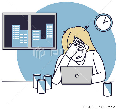 ブラック企業に勤める女性 シンプルイラスト ブラック企業に勤める女性 シンプルイラスト 74399552