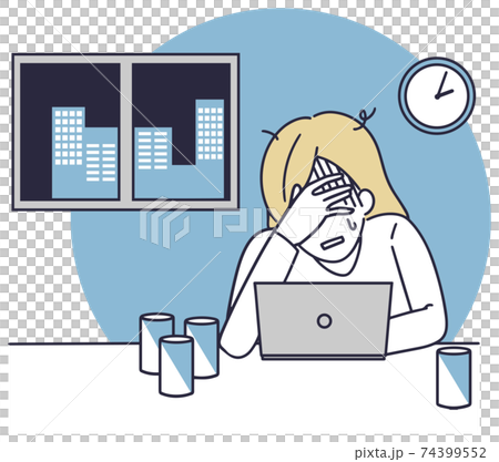 ブラック企業に勤める女性 シンプルイラスト ブラック企業に勤める女性 シンプルイラスト 74399552