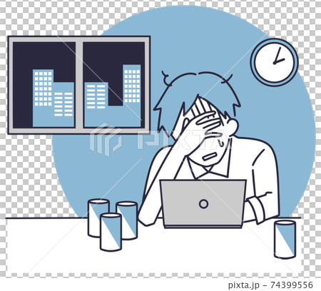 ブラック企業に勤める男性　シンプルイラスト 74399556