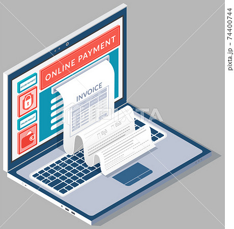 Concept of pay bills tax accounts online via computer or laptop. Online payment service Concept of pay bills tax accounts online via computer or laptop. Online payment service 74400744