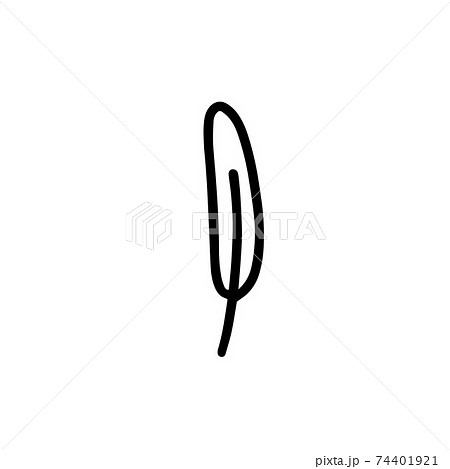 Bird's feather isolated on a white background. Hand-drawn vector illustration in the doodle style 74401921
