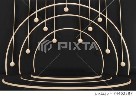 Dark style, Black minimal Podium eometric. 3D rendering 74402297