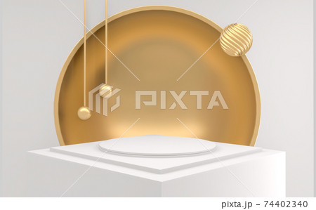 White style, Podium minimal geometric. 3D rendering 74402340