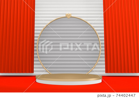 Red style ,podium geometric for Product presentation. 3D rendering Red style ,podium geometric for Product presentation. 3D rendering 74402447