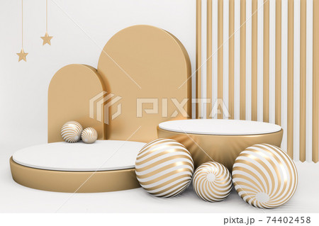 The Golden Podium minimal geometric white and gold style abstract.3D rendering 74402458
