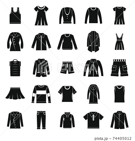 Clothes icons set in silhouette style 74405012