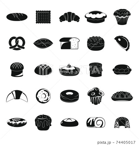 Bakery products black icons set 74405017