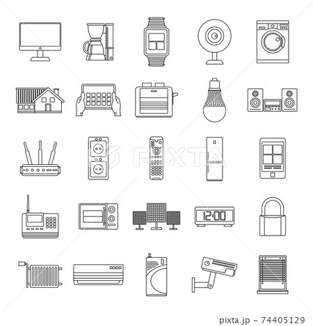 Smart house set icons, outline style 74405129