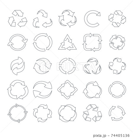 Recycle icons set, line style Recycle icons set, line style 74405136