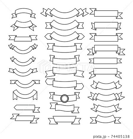 Ribbon set in outline style isolated on white background 74405138