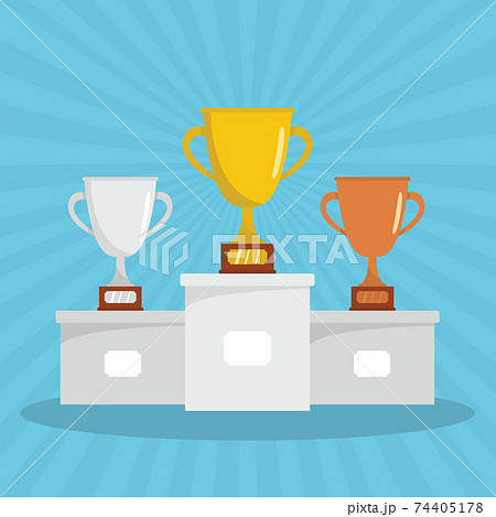winners podium in flat style 74405178