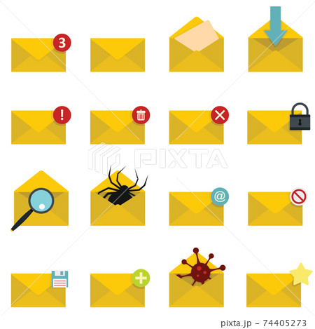 Letters mail set in flat style isolated on white background 74405273