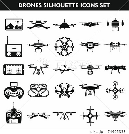 Set Icons Of Drone Isolated On Whiteのイラスト素材