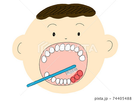歯みがきのイラスト 左下の歯を磨くのイラスト素材