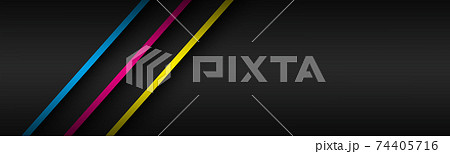 Black modern material header with overlapped layers and diagonal lines in cmyk colors Black modern material header with overlapped layers and diagonal lines in cmyk colors 74405716