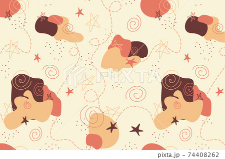 Orange abstract sleepy vector seamless pattern 74408262