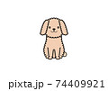 正面を向いて座るふわふわ犬のイラスト（カラー2） 74409921