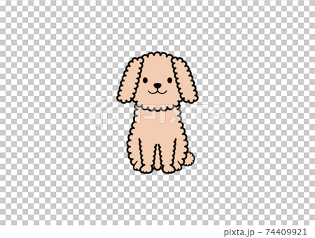 正面を向いて座るふわふわ犬のイラスト(カラー2) 正面を向いて座るふわふわ犬のイラスト(カラー2) 74409921