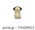正面を向いて座る垂れ耳犬のイラスト（カラー2） 74409923