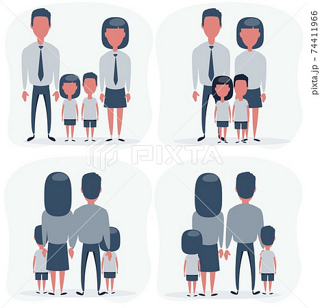 Set Family - Front view and Back View. Set. 74411966
