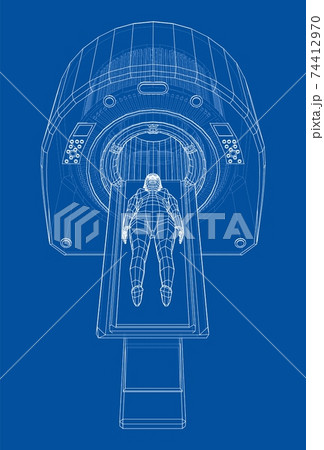 Female Patient Lying on a CT or MRI Scan. Vector Female Patient Lying on a CT or MRI Scan. Vector 74412970