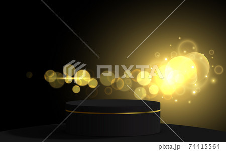 black podium and gold light in the dark room black podium and gold light in the dark room 74415564