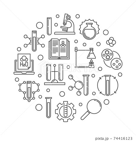 Chemistry or Chemical Science vector circular line illustration 74416123