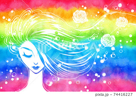 うつむいた女性切り絵 うつむいた女性切り絵 74416227