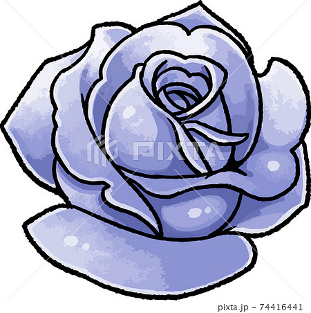 手描きベクターイラスト素材 青い薔薇のイラストのイラスト素材