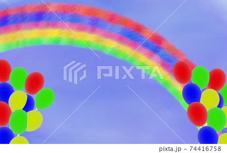 シンプルな虹と風船の景色 シンプルな虹と風船の景色 74416758
