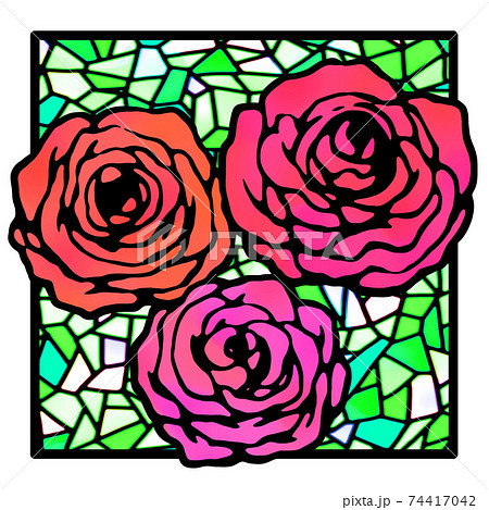 薔薇ステンドグラスのイラスト素材