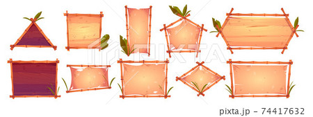 Bamboo frames with old parchment wooden background 74417632