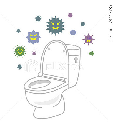 トイレがウイルス・ばい菌に感染してしまったイラストイメージ 74417735