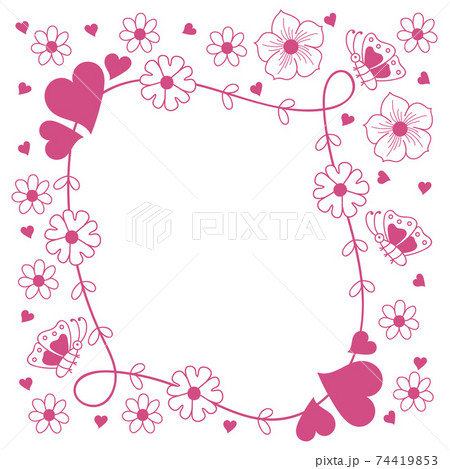 Pink Square Line Art Flower Abstract Leaf Floral Frame Pink Square Line Art Flower Abstract Leaf Floral Frame 74419853