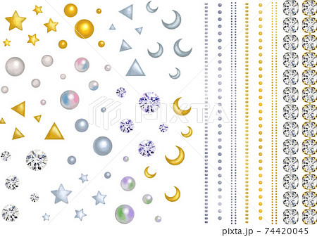 キラキラしたハンドメイド金属パーツセット　ベクター素材 74420045