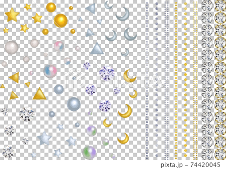 キラキラしたハンドメイド金属パーツセット　ベクター素材 74420045