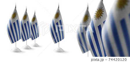 Set of Uruguay national flags on a white background 74420120