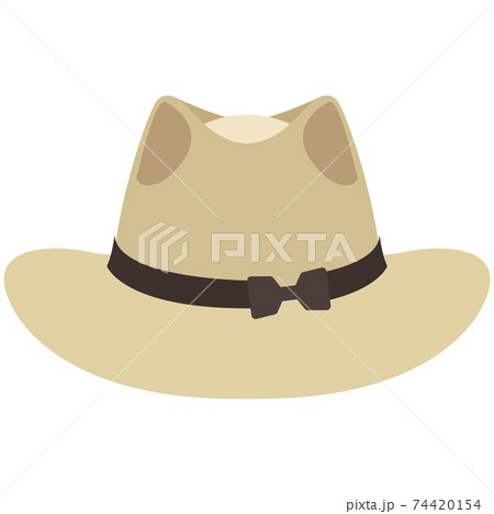 Vector elegant unisex hat with wide brim, ribbon and bow Vector elegant unisex hat with wide brim, ribbon and bow 74420154